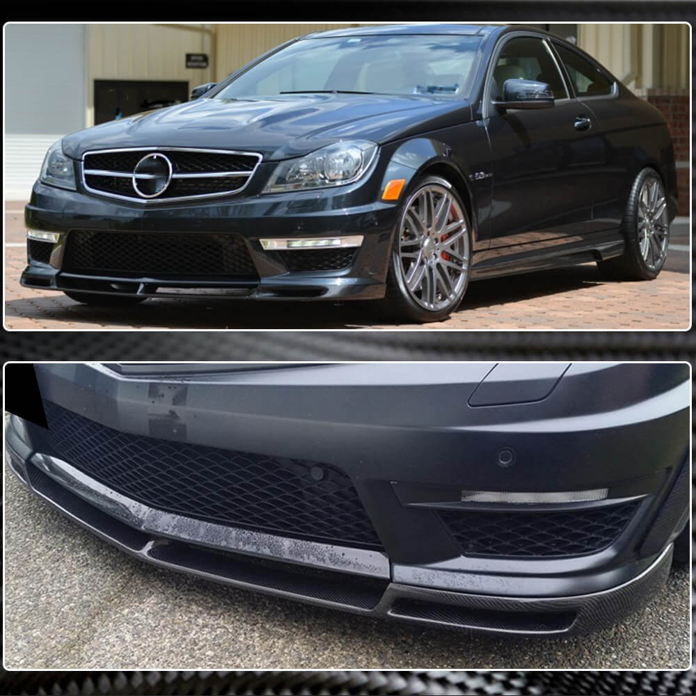 Front Bumper Lip V1 for AMG 2012-2014 Carbon for Mercedes C-class W204 2007-2015 - image 4