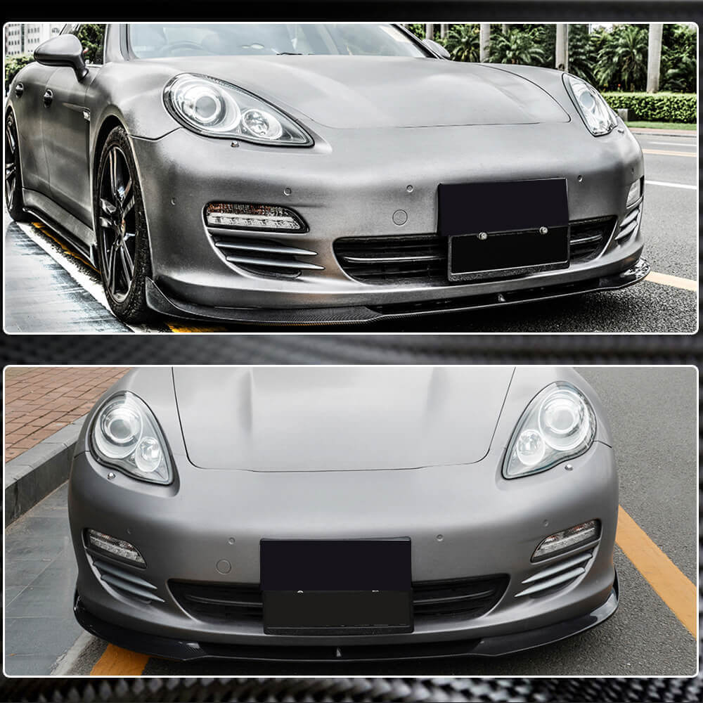 Front Bumper Lip Spoiler (for Base 2009-2013, Carbon) for Porsche Panamera 2009-2016 - image 4