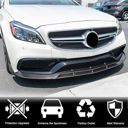 Front Bumper Lip V1 Add-on (for CLS63 AMG SD 2015-2018, Carbon) for Mercedes CLS C218 2011-2018 - image 4
