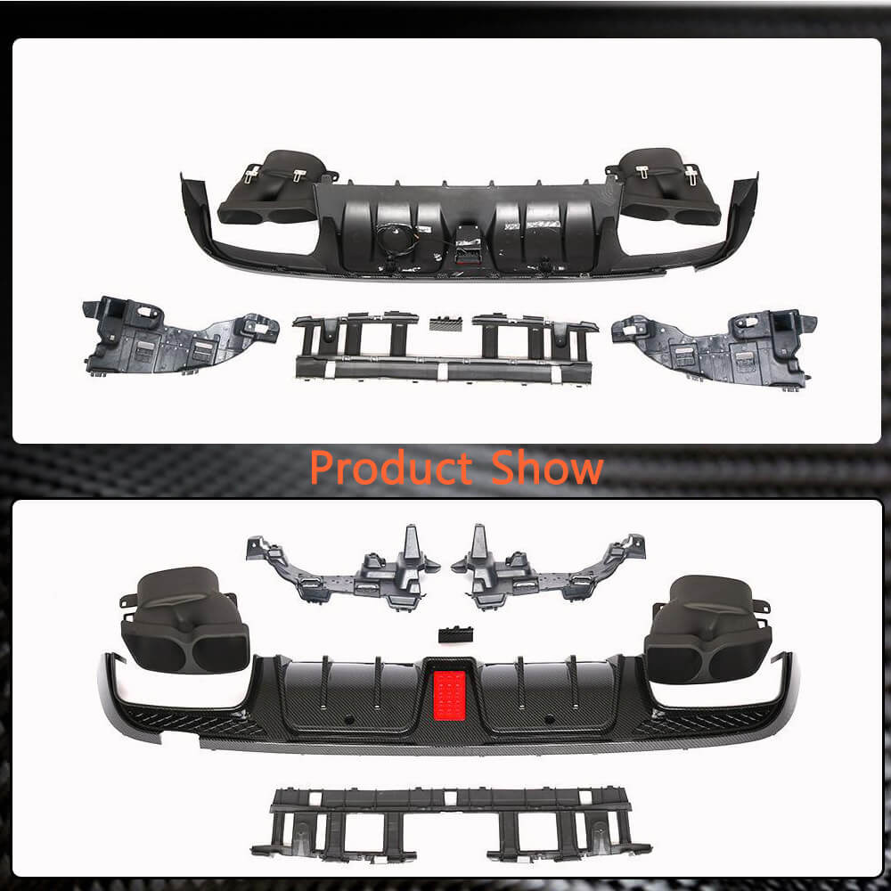 Rear bumper diffuser with nozzles (for SD C43 AMG 2015-2019, Carbon) for Mercedes C-class W205 2014-2021 - image 4