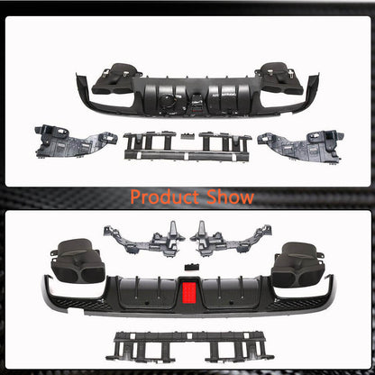 Rear bumper diffuser with nozzles (for SD C43 AMG 2015-2019, Carbon) for Mercedes C-class W205 2014-2021 - image 4