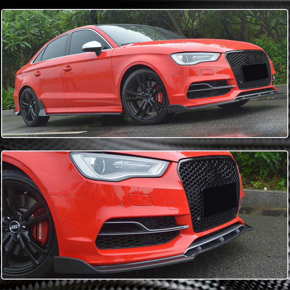 Front bumper lip spoiler Lip V3 (for S-Line Sedan 2012-2016, Carbon) for Audi A3 2012-2020 - image 4
