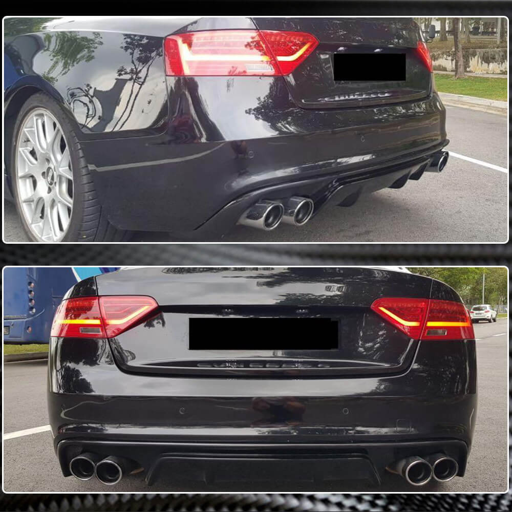 Rear Bumper Diffuser V2 (for S-Line 2012-2015, Carbon) for Audi A5 2007-2015 - image 4