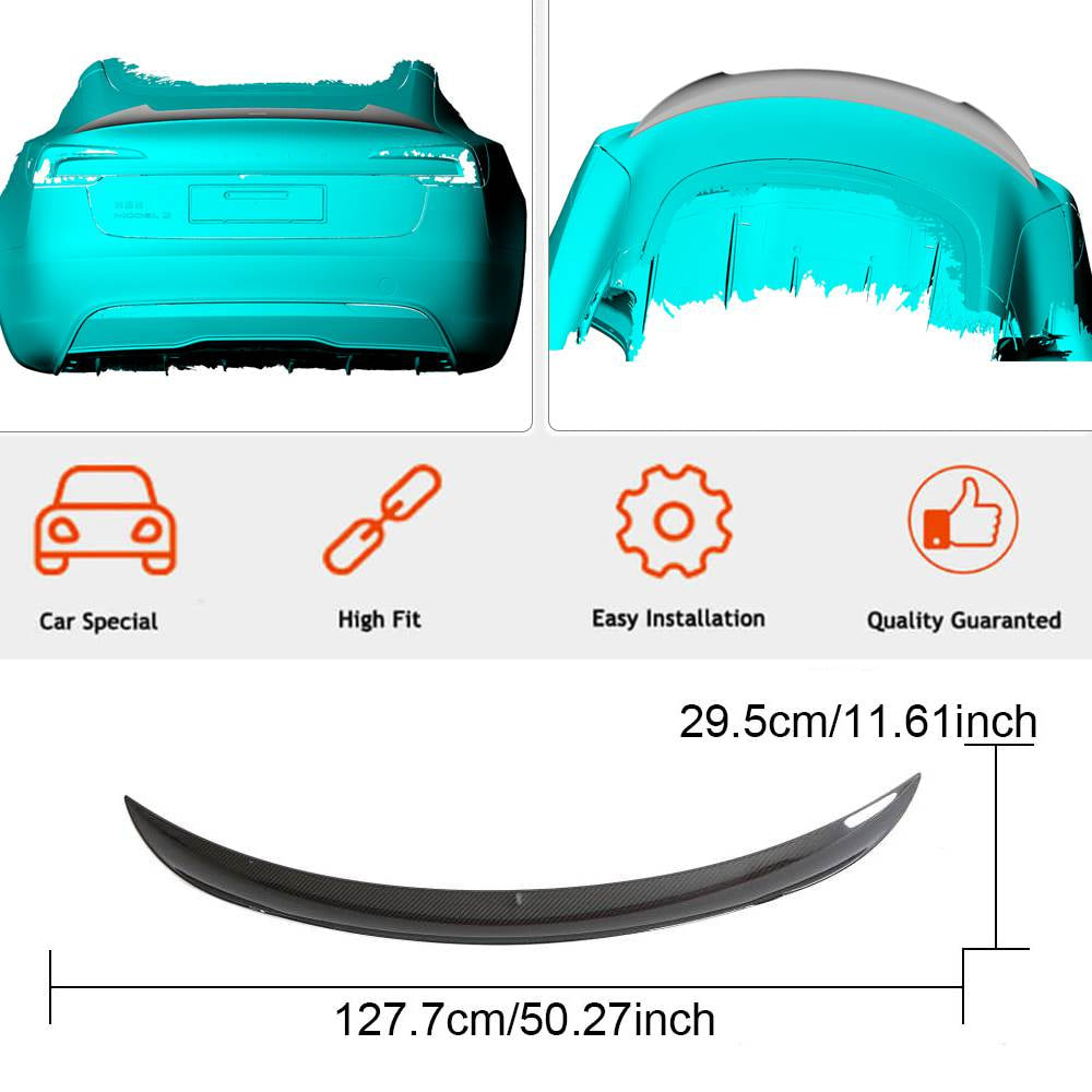 Rear Trunk Spoiler Dry Carbon Fiber V1 (2023-2025) for Tesla Model 3 - image 4