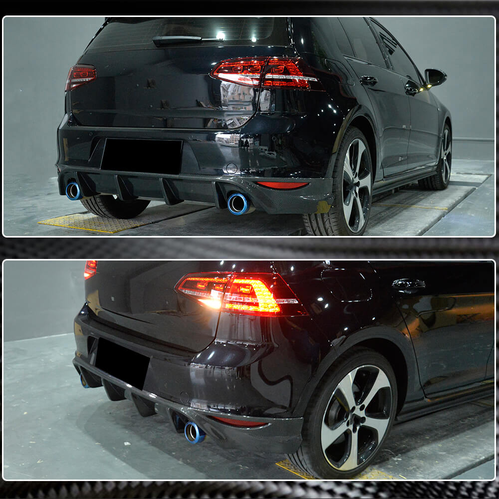 Rear bumper diffuser V2 (for Base/GTI HB 2012-2017, Carbon) for Volkswagen Golf 7/E-Golf - image 4