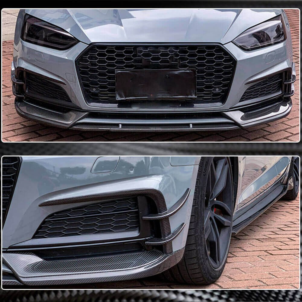 Front Bumper Flap V2 Extensions (for S-Line 2016-2020, Carbon) for Audi A5 2016-2025 - image 4