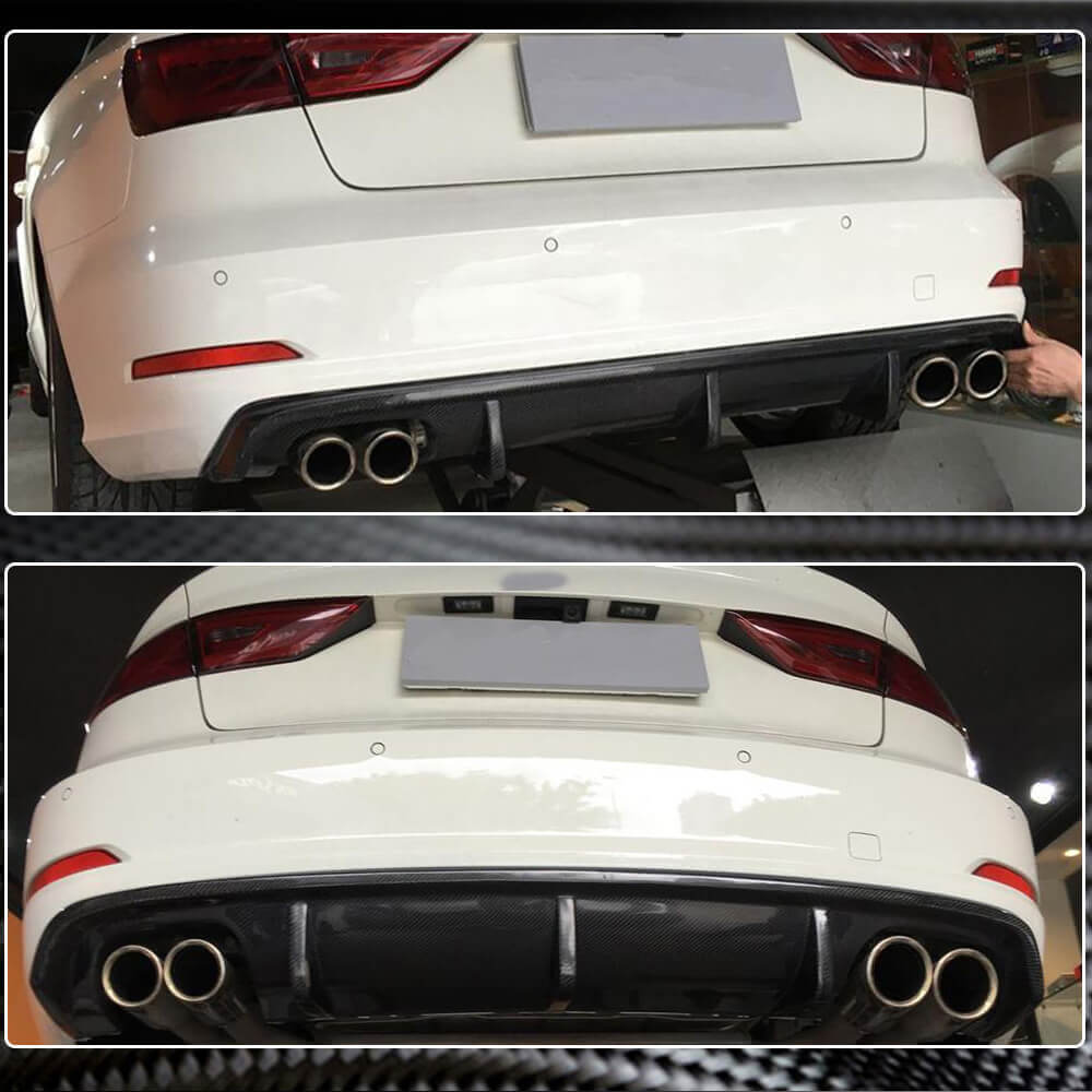 Rear Bumper Diffuser V1 (for Base SD 2012-2016, Carbon) for Audi A3 2012-2020 - image 4