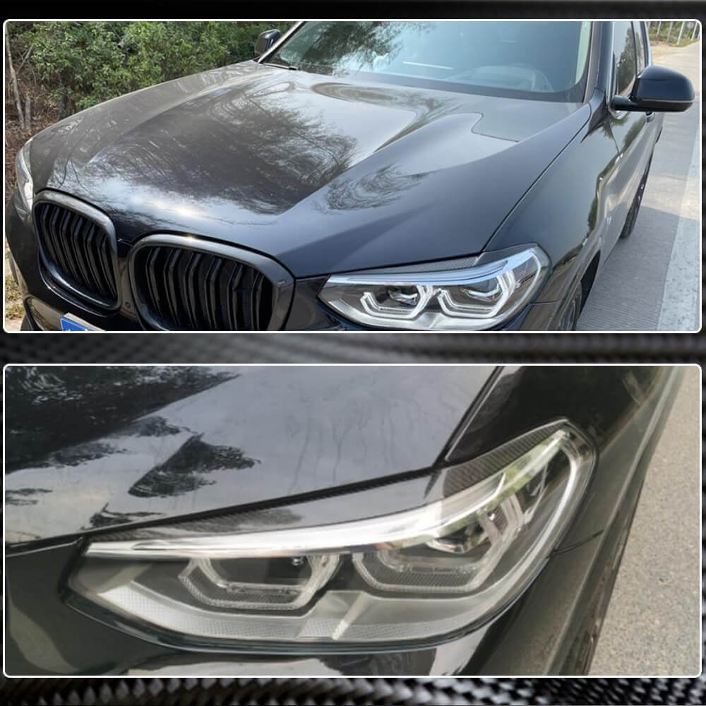 Headlight Eyebrows Lamp Eyelids Carbon Fiber V1 for BMW X3 G01 2018- - image 4
