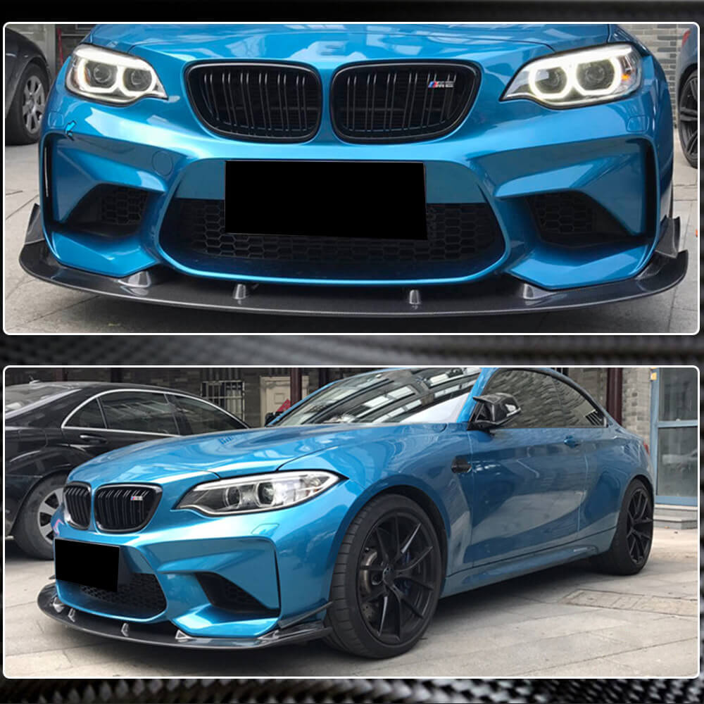 Front Bumper Lip V6 for F87 M2, Carbon for BMW 2 Series F22/F23 2014-2021 - image 4