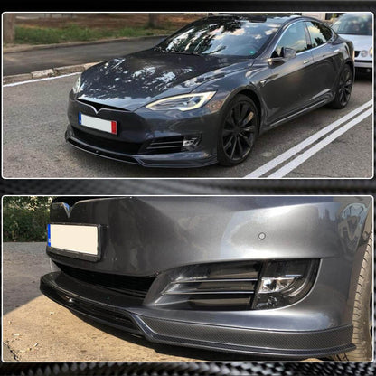 Front Bumper Lip Spoiler (2016-2021, Carbon) for Tesla Model S 2012– - image 4