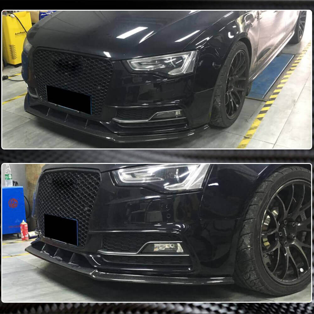 Front Bumper Lip V4 (for S-Line 2012-2015, Carbon) for Audi A5 2007-2015 - image 4