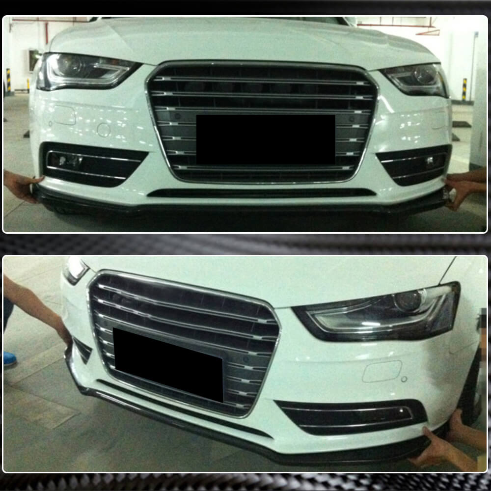 Front Bumper Lip Spoiler (for Base 2011-2015, Carbon) for Audi A4 B8 2007-2015 - image 4