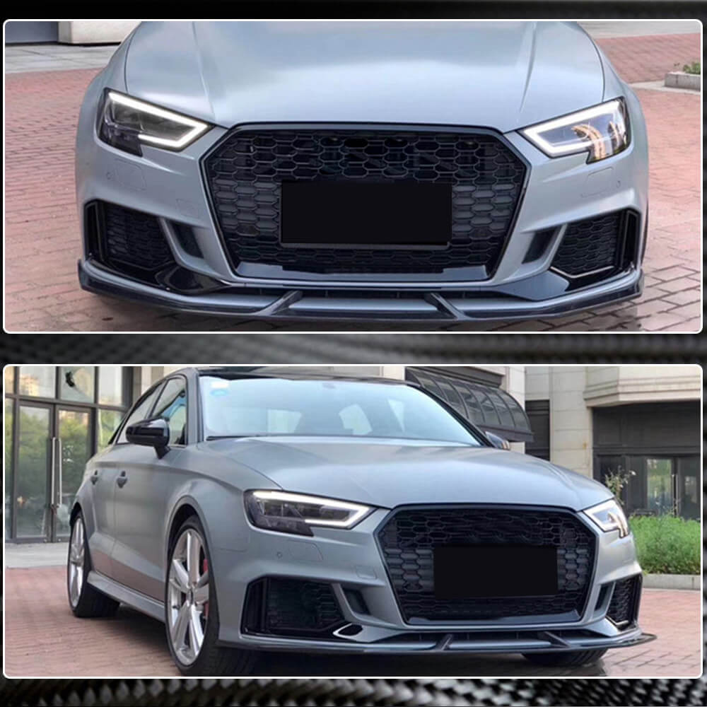 Front bumper lip spoiler V4 (for RS3 Sedan 2017-2020, Carbon) for Audi A3 2012-2020 - image 1