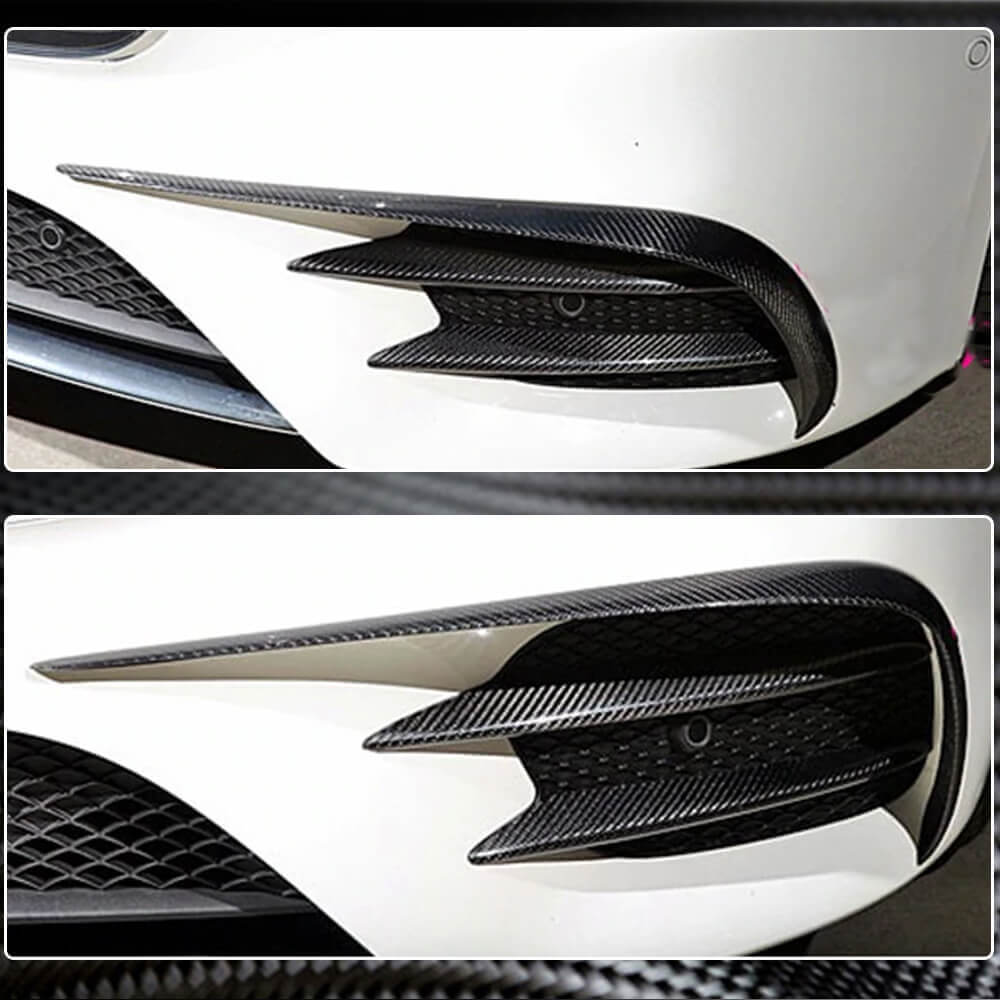 Covers on the front bumper (for AMG-Line/E43 AMG 2016-2019, Carbon) for Mercedes E-class W213 2016-2023 - image 4