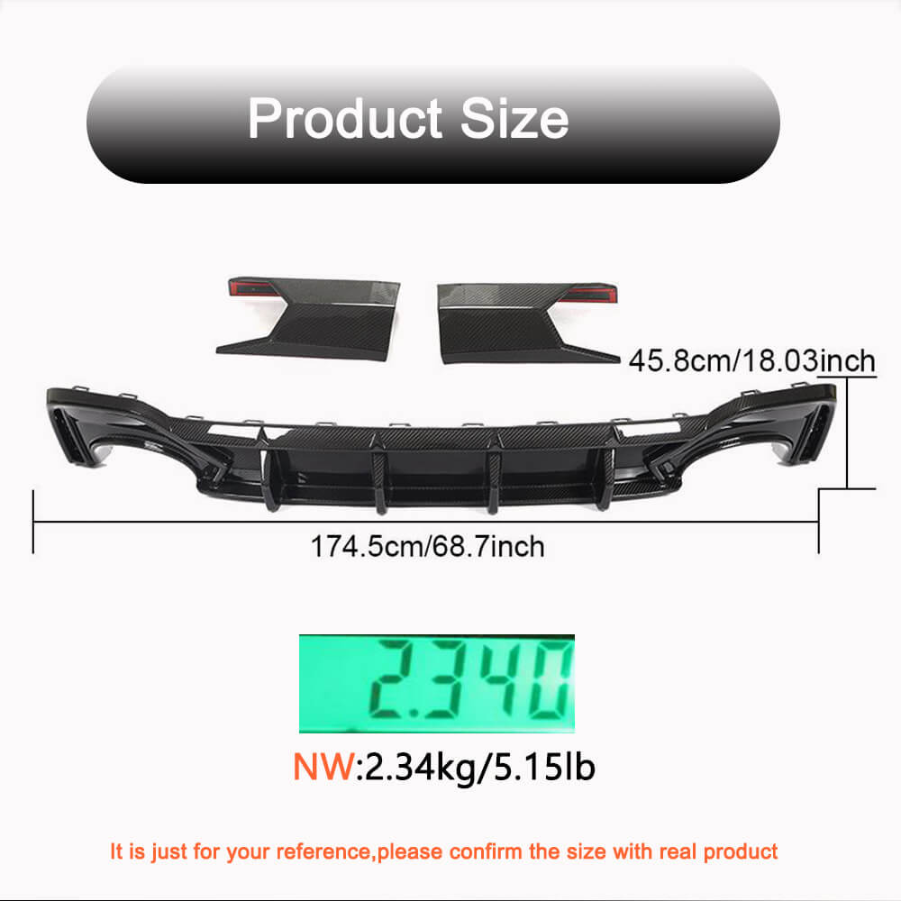 Rear Bumper Diffuser Dry Carbon Fiber for Audi A6 C8 2018- - image 4