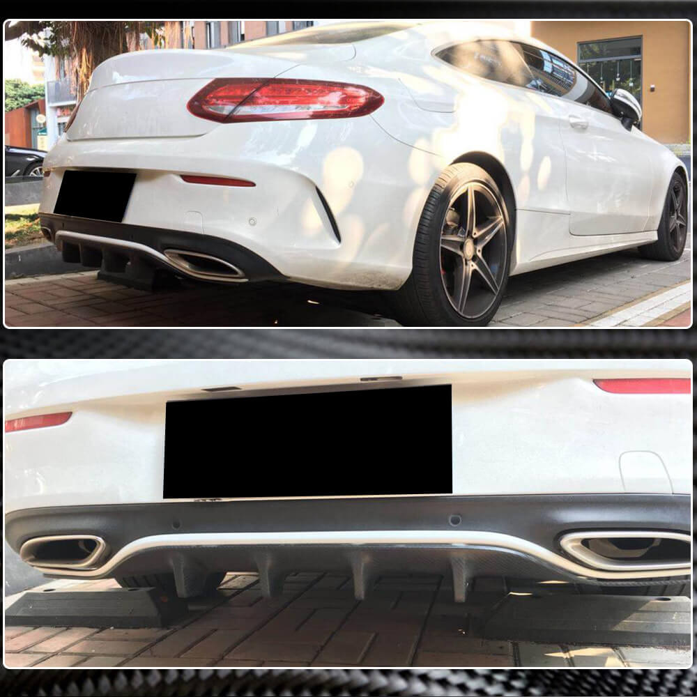 Rear bumper diffuser (for AMG-Line coupe/convertible / C43 AMG 2015-2019, Carbon) for Mercedes C-class W205 2014-2021 - image 4