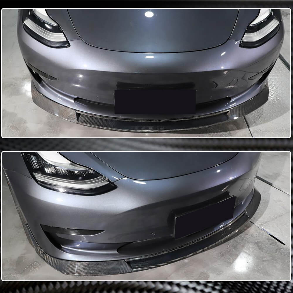 Front Bumper Lip Carbon Fiber V2 (2016-2022) for Tesla Model 3 - image 4