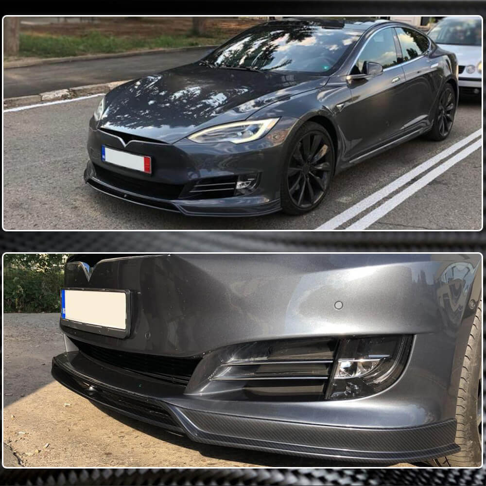 Front Bumper Lip Spoiler (2016-2021, Carbon) for Tesla Model S 2012– - image 4
