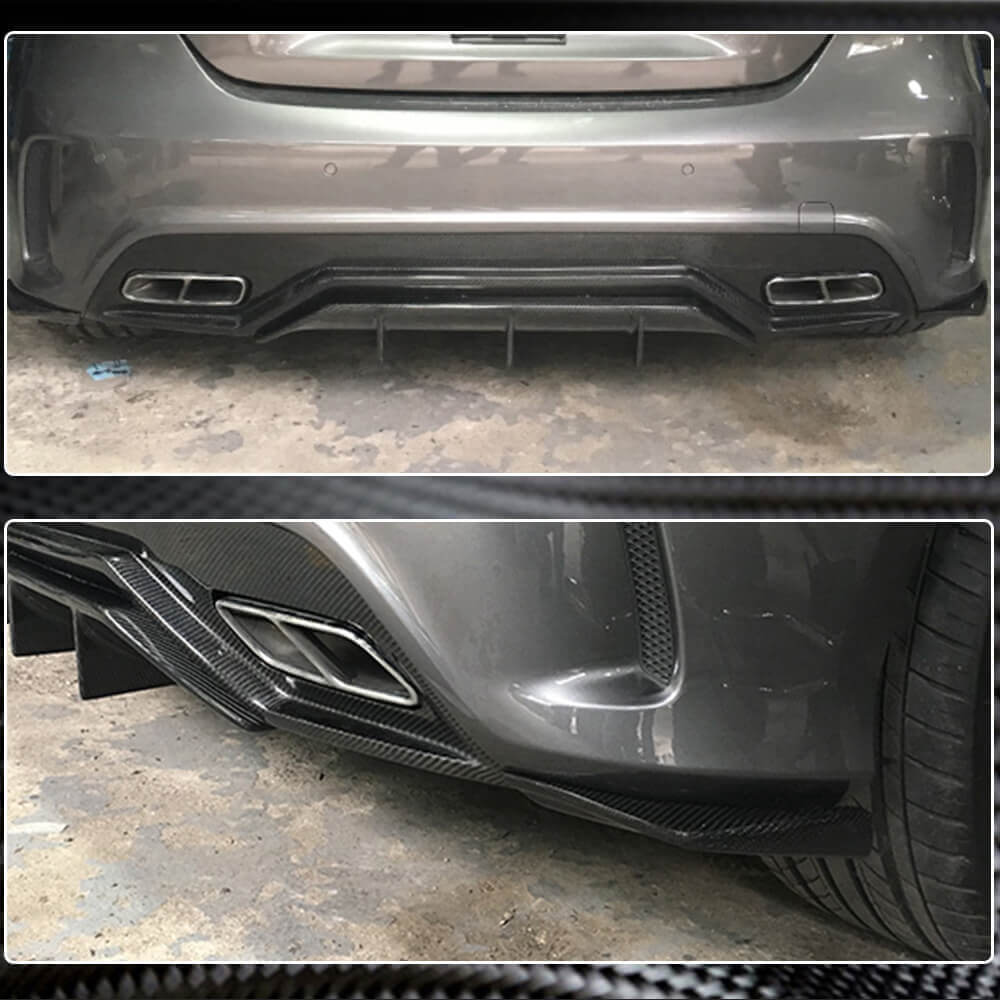 Rear Bumper Flap Covers (for AMG-Line / A45 AMG HB, Carbon) for Mercedes A-сlass W176 2012-2018 - image 4