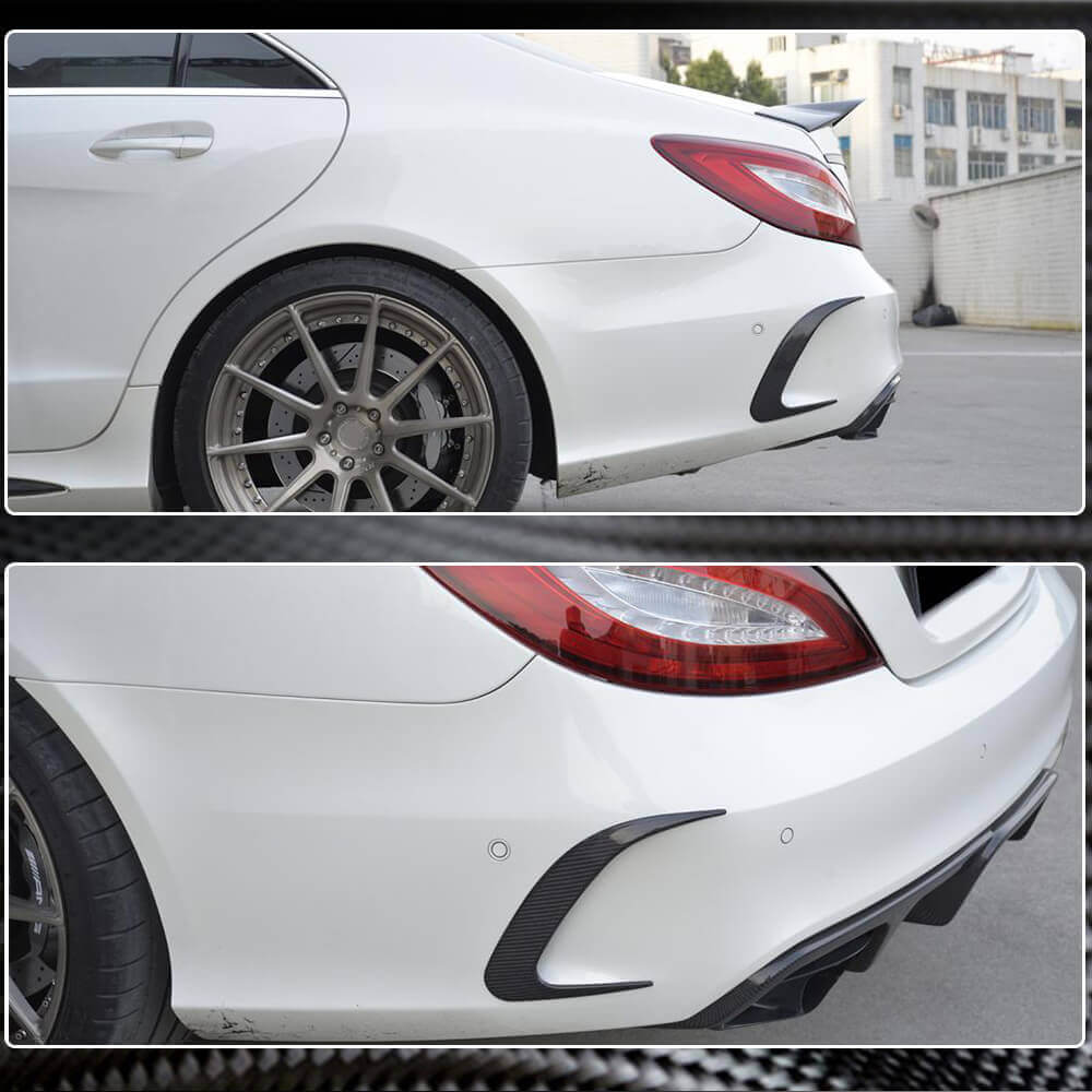 Rear bumper covers (for Base / CLS63 AMG SD 2015-2018, Carbon) for Mercedes CLS C218 2011-2018 - image 4