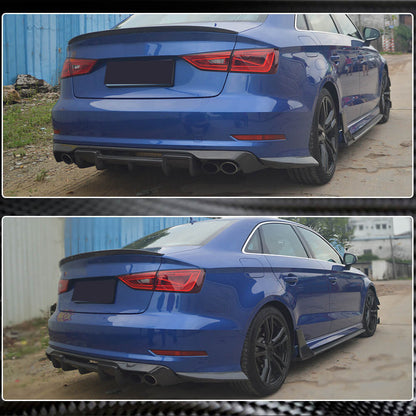 Rear Bumper Extensions Flap (for S-Line SD 2012-2016, Carbon) for Audi A3 2012-2020 - image 4