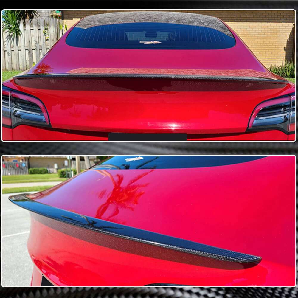 Rear Trunk Spoiler Dry Carbon Fiber V4 (2016-2022) for Tesla Model 3 - image 4