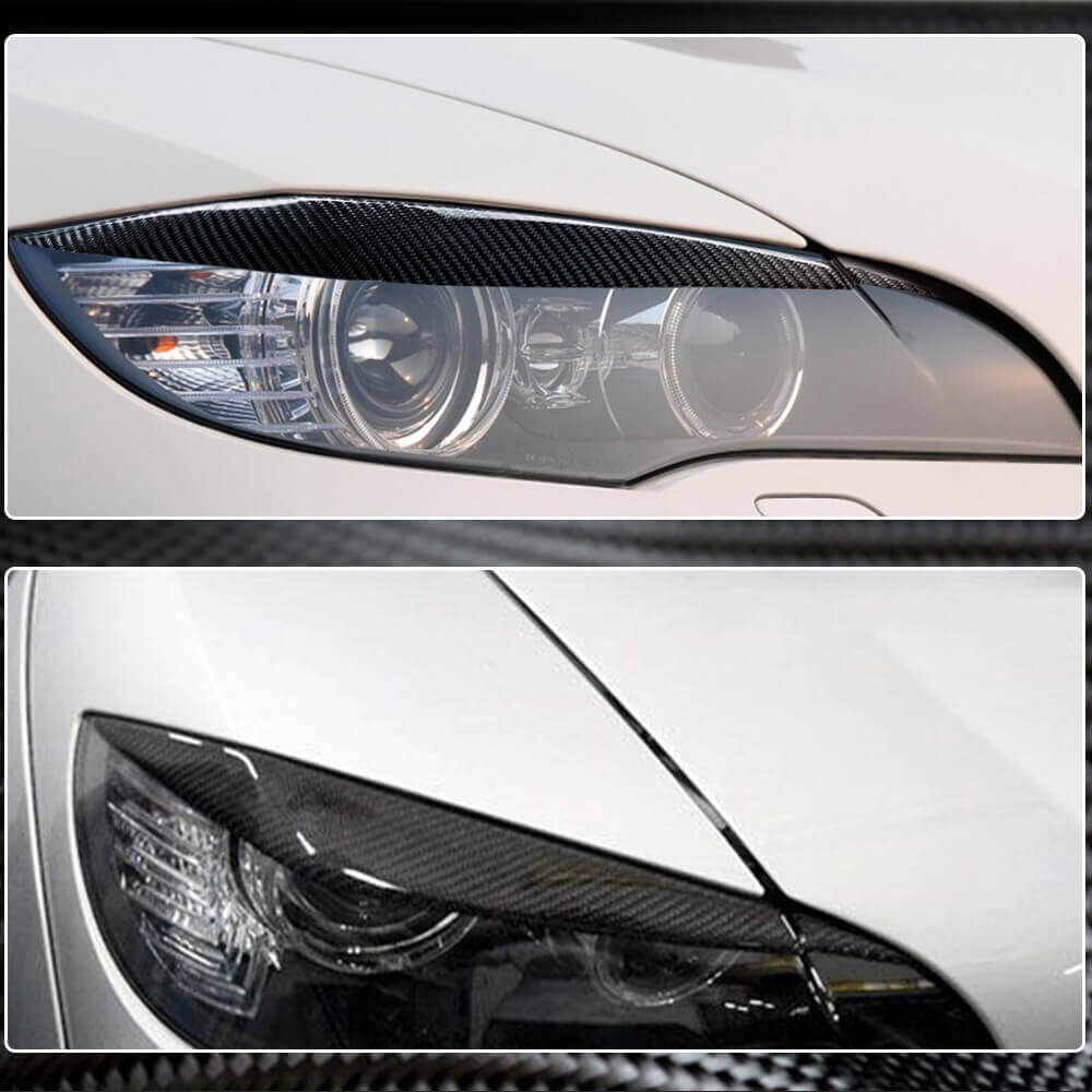 Headlight Eyebrows Lamp Eyelids Carbon Fiber for BMW X6 E-71 2008-2014 - image 4