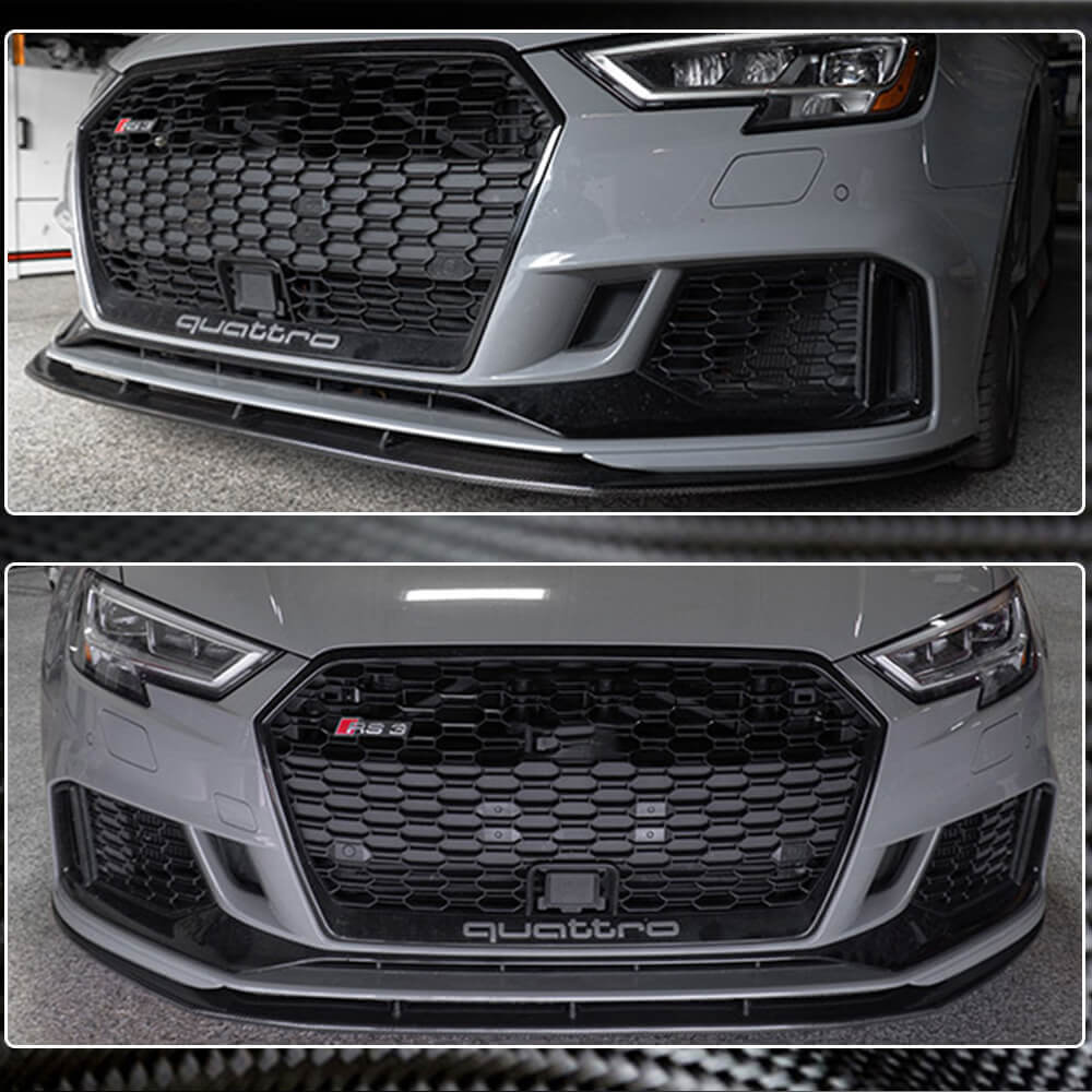 Front Bumper Lip Spoiler V5 (for RS3 Sedan 2017-2020, Carbon) for Audi A3 2012-2020 - image 4