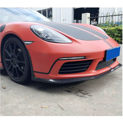 Front Bumper Lip V2 Overlay (2016-2019, Carbon) for Porsche Boxster/Cayman 982 (718) 2016- - image 4