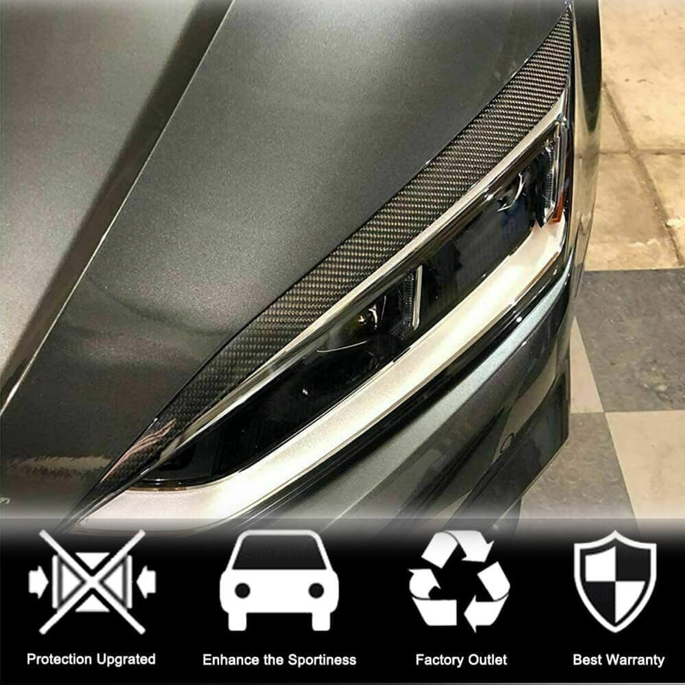 Headlight Eyelids Lamp Eyebrows Dry Carbon Fiber for Audi A5 2016-2025 - image 4