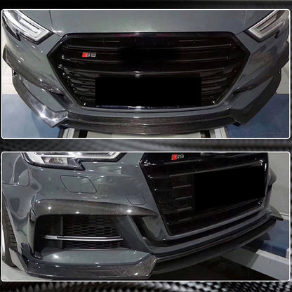 Front bumper lip Lip V4 (for S-Line Sedan 2017-2020, Carbon) for Audi A3 2012-2020 - image 4