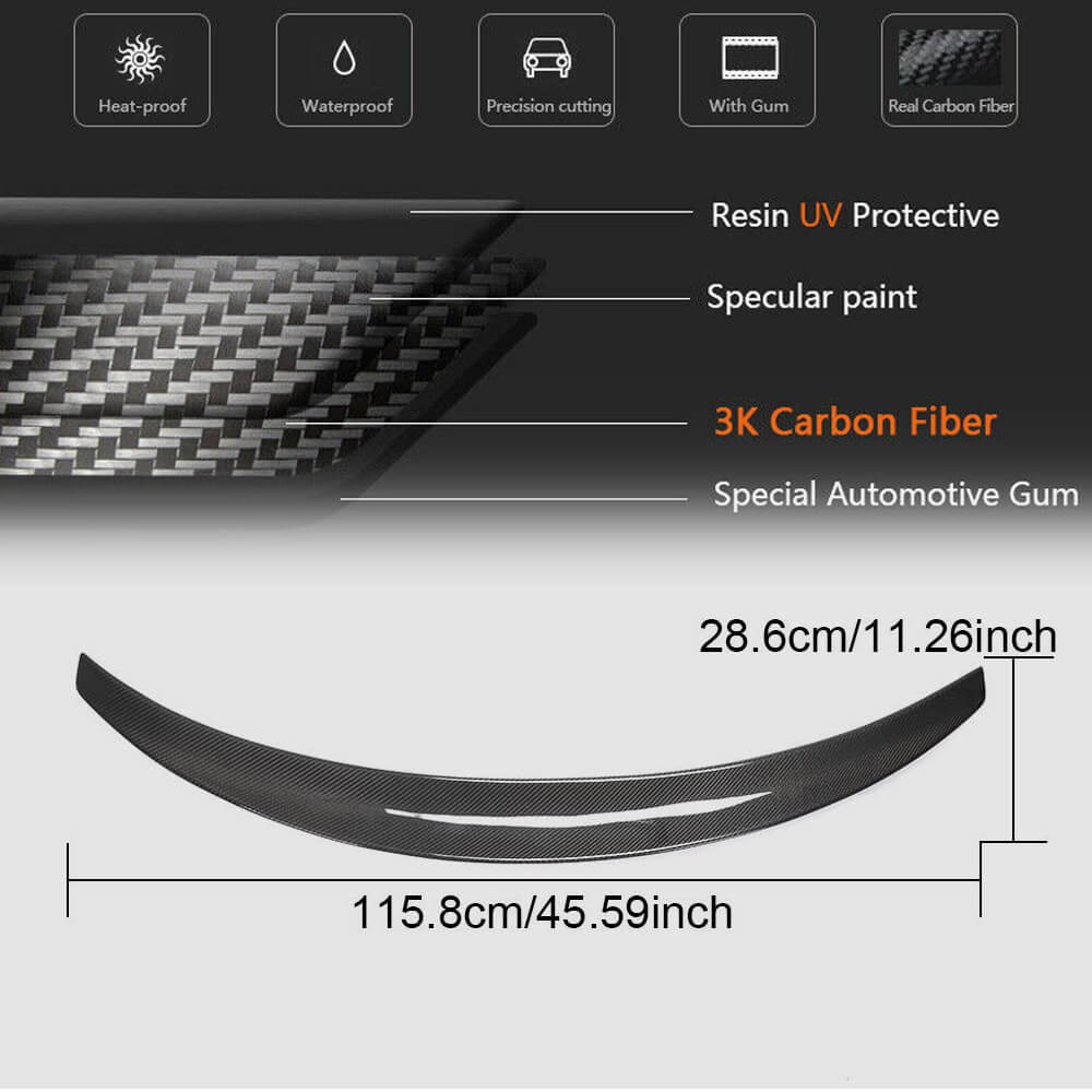 Rear Spoiler V10 (2017-2023, Carbon) for Tesla Model 3 2017- - image 4