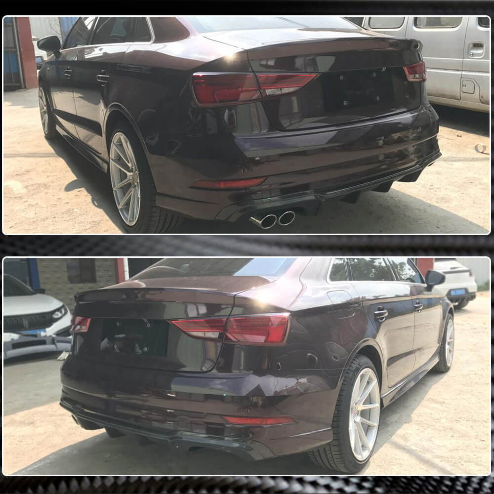Rear bumper diffuser V4 (for S-Line Sedan 2017-2020, Carbon) for Audi A3 2012-2020 - image 4