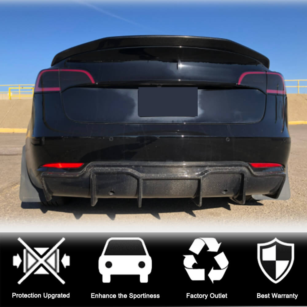 Rear Bumper Diffuser Carbon Fiber V1 (2016-2022) for Tesla Model 3 - image 4