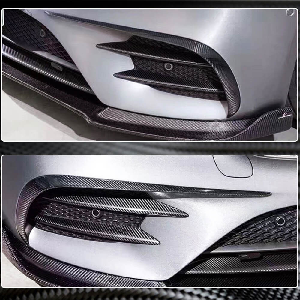 Covers on the front bumper V1 (for E43 AMG 2016-2019, Carbon) for Mercedes E-class W213 2016-2023 - image 4