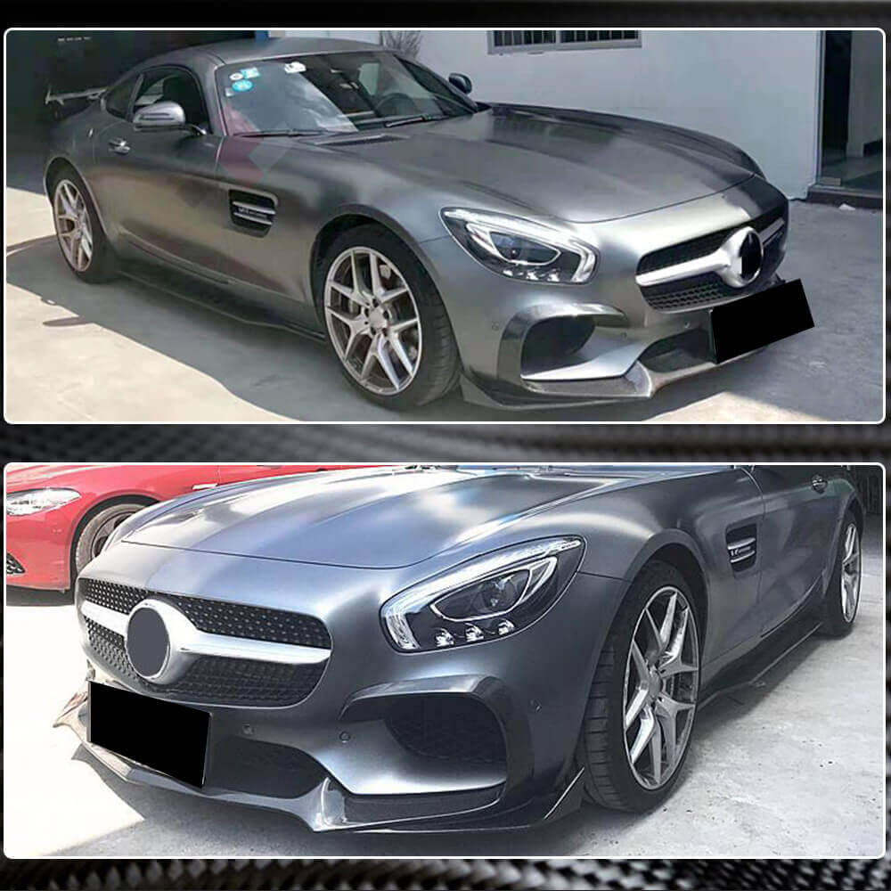 Front Bumper Lip Spoiler (for 2015-2017, Carbon) for Mercedes AMG GT C190/R190 2014-2022 - image 4