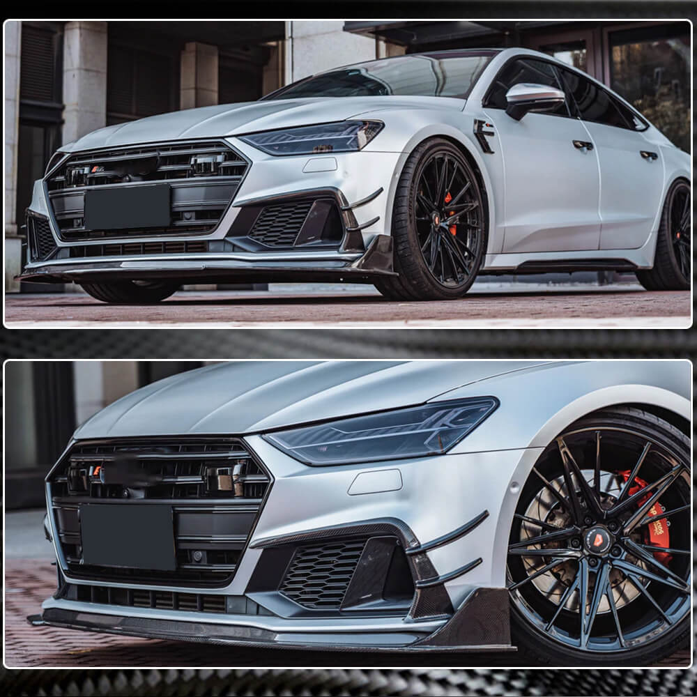 Front bumper trims (for S-Line 2018-2022, Carbon) for Audi A7 2018- - image 4