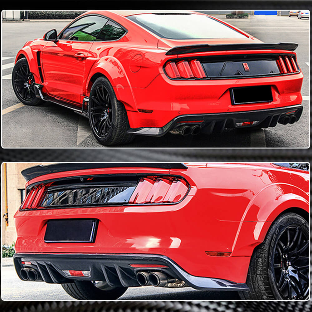 Rear Bumper Diffuser V1 (2015-2017, Carbon) for Ford Mustang 2015-2023 - image 4