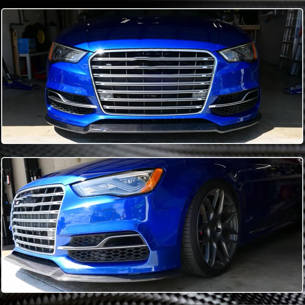Front bumper lip Lip V1 (for S-Line Sedan 2012-2016, Carbon) for Audi A3 2012-2020 - image 4