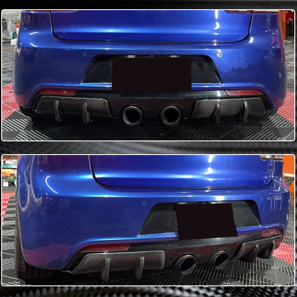 Rear Bumper Diffuser V2 for R/R20 HB 2010-2013, Carbon for Volkswagen Golf 6 2008-2014 - image 4
