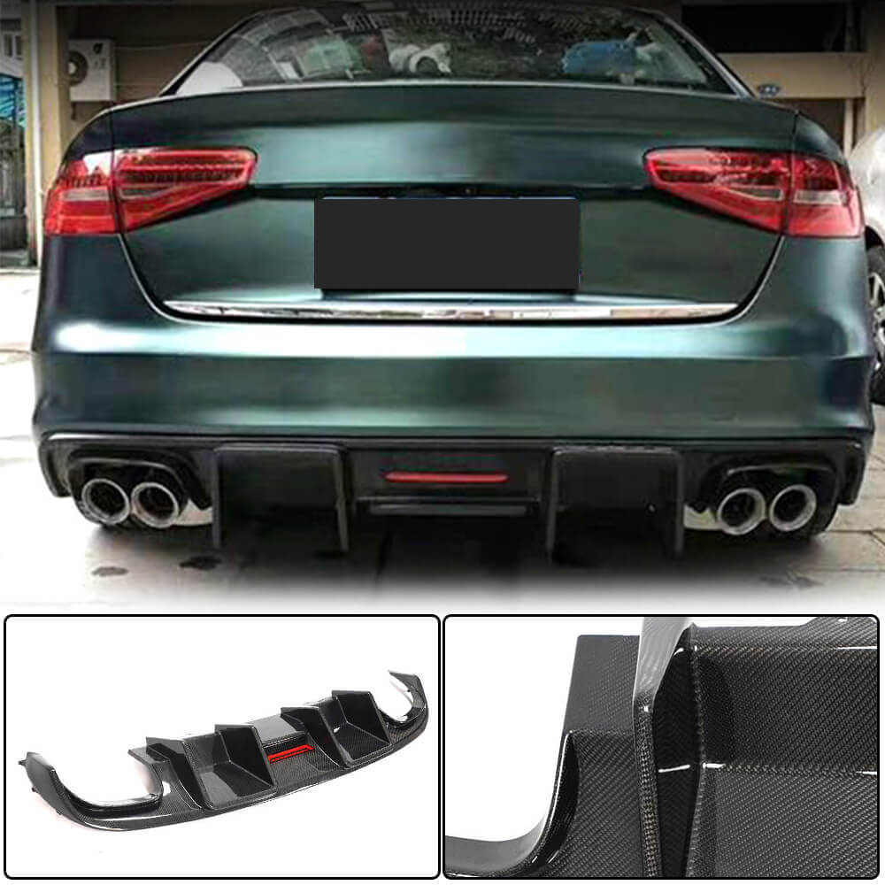 Rear Bumper Diffuser V1 (for S4 2009-2012, Carbon) for Audi A4 B8 2007-2015 - image 4