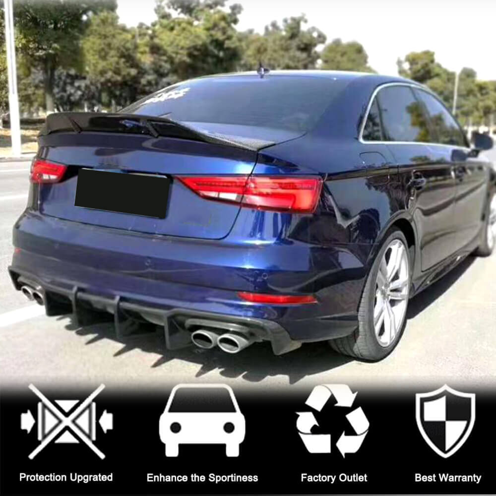 Rear Bumper Diffuser V1 (for S-Line SD 2017-2020, Carbon) for Audi A3 2012-2020 - image 4