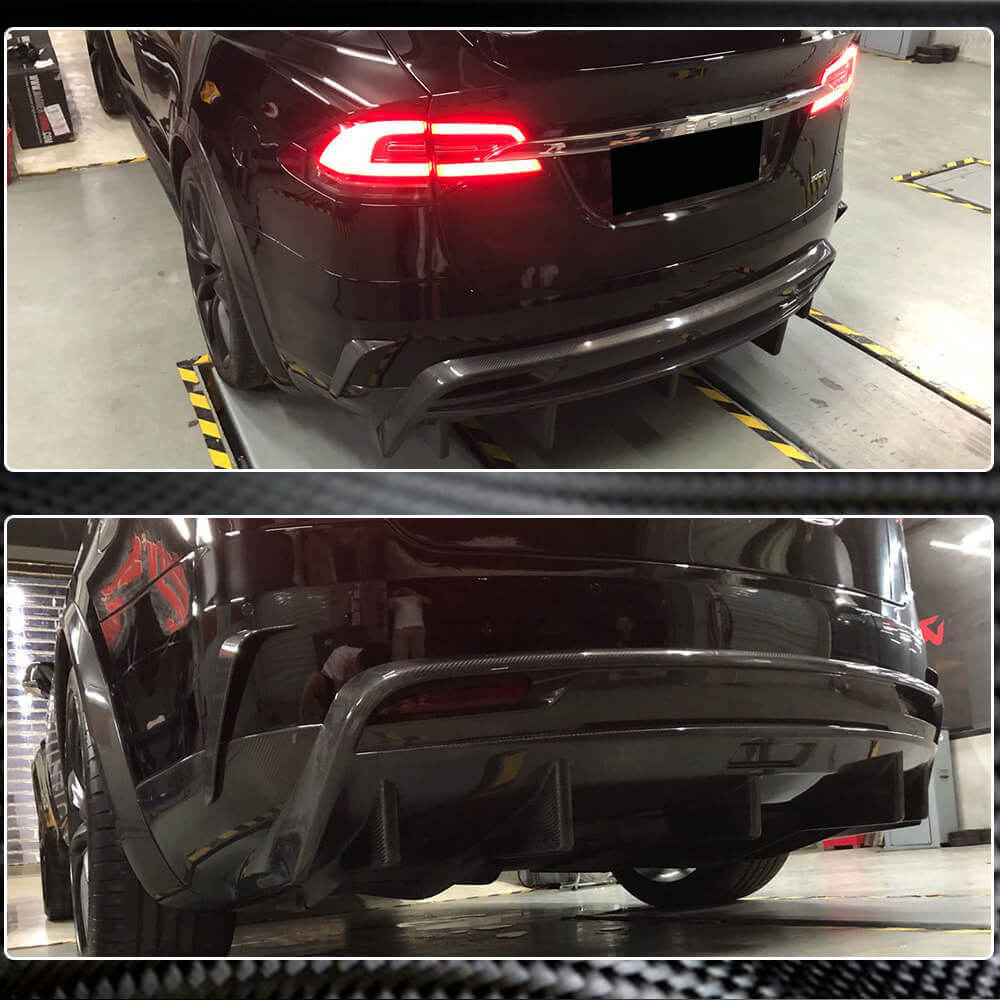 Rear Bumper Diffuser (2015-2021, Carbon) for Tesla Model X 2015- - image 4