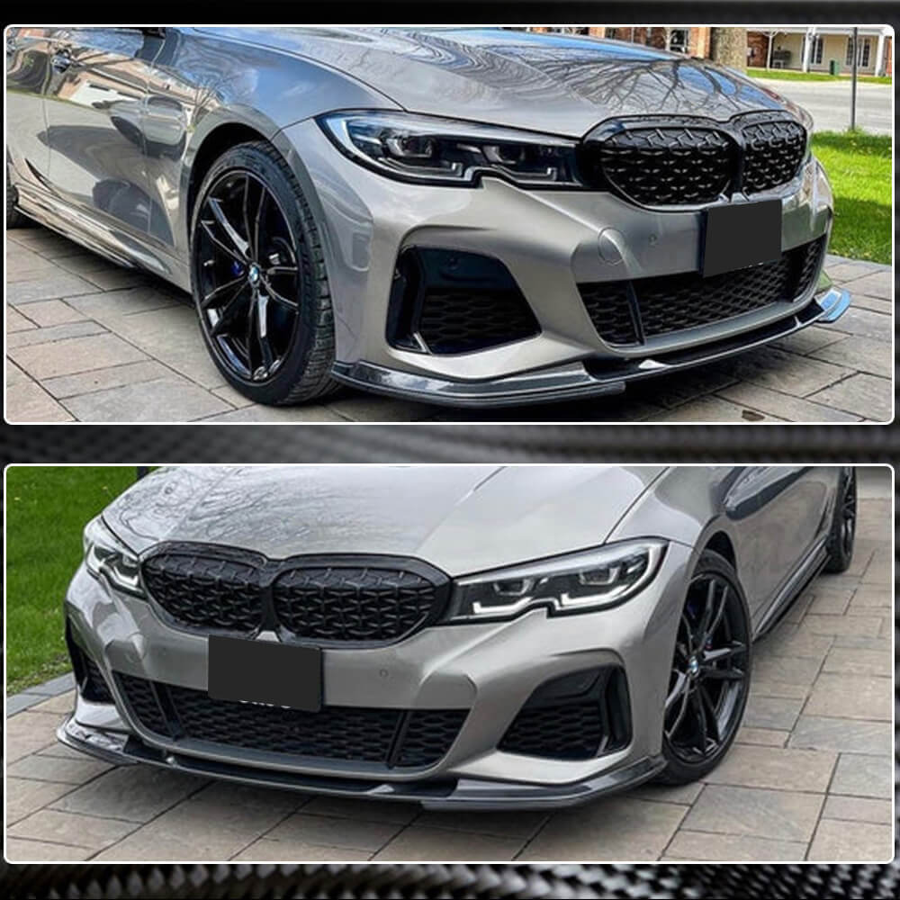 Front Bumper Lip V7 for M-Sport 2018-2022 Carbon for BMW 3 Series G20/G21 2018- - image 4