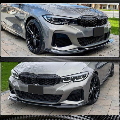 Front Bumper Lip V7 for M-Sport 2018-2022 Carbon for BMW 3 Series G20/G21 2018- - image 4