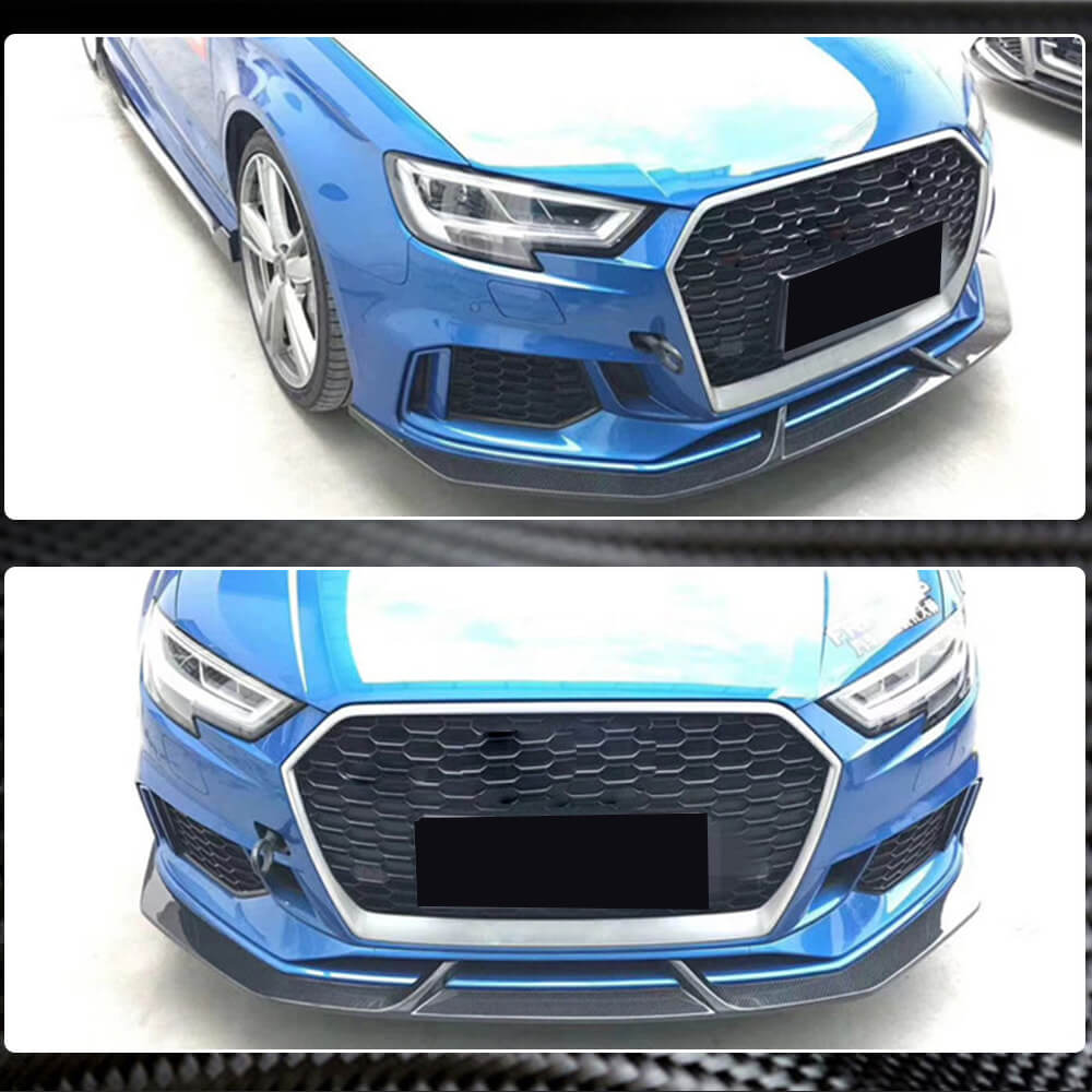 Front bumper lip splitters V3 (for RS3 Sedan 2017-2020, Carbon) for Audi A3 2012-2020 - image 4