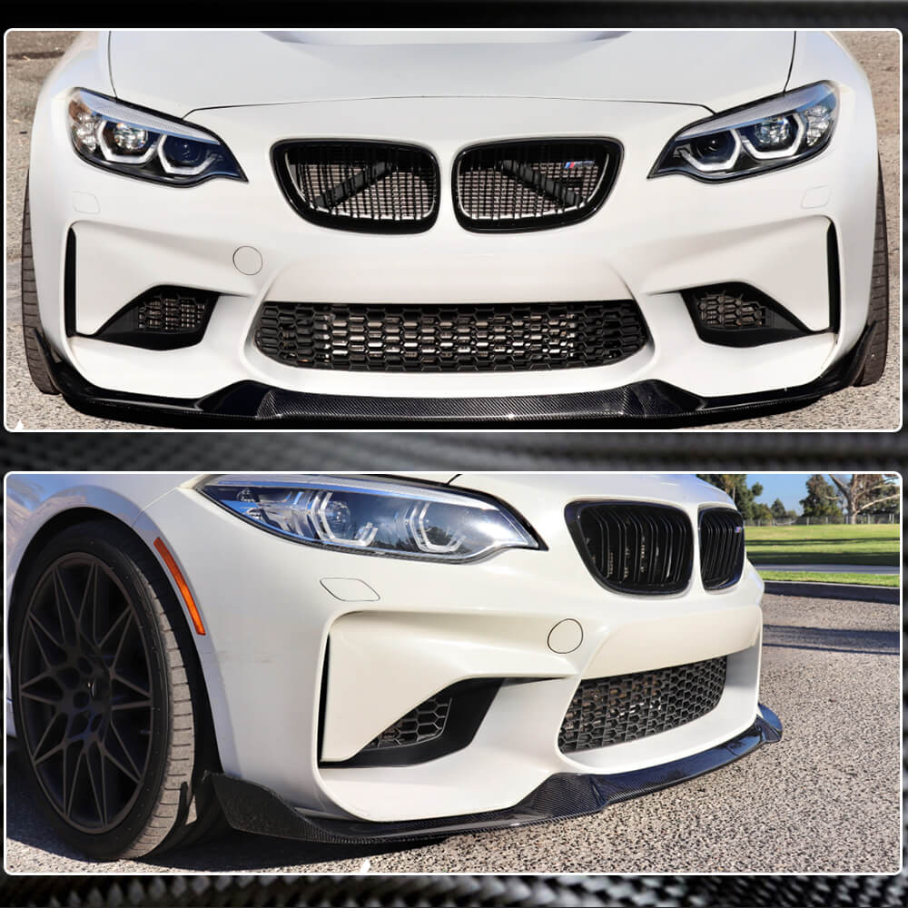 Front Bumper Lip V4 for F87 M2, Carbon for BMW 2 Series F22/F23 2014-2021 - image 4