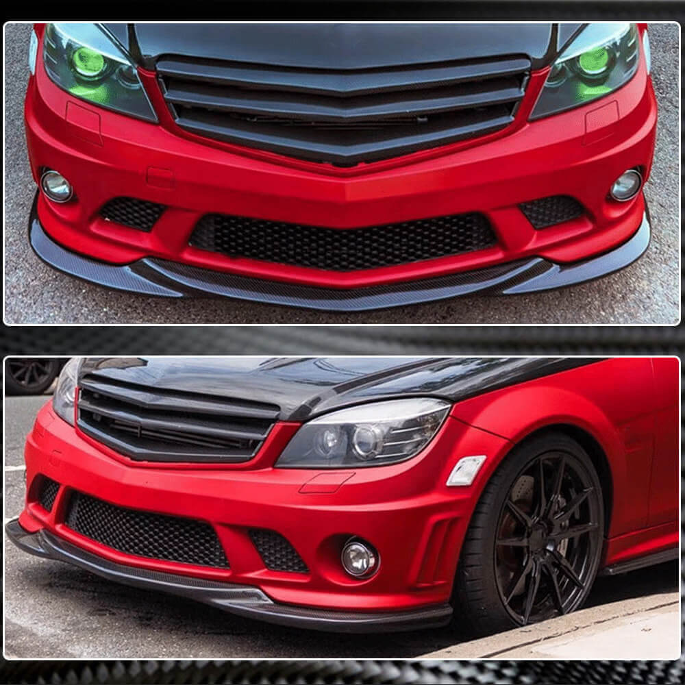 Lip V3 front bumper cover (for AMG 2008-2011, Carbon) for Mercedes C-class W204 2007-2015 - image 4
