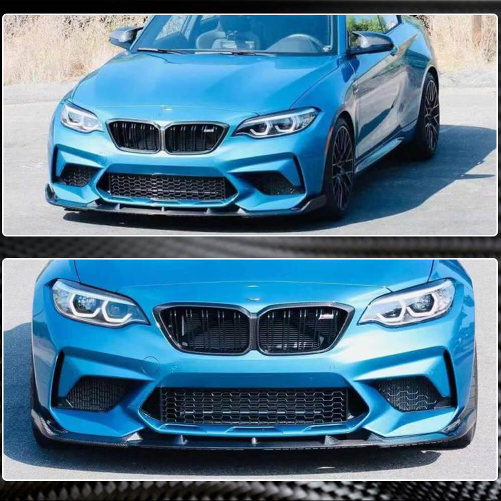 Front Bumper Lip V5 for F87 M2 Competition, Carbon for BMW 2 Series F22/F23 2014-2021 - image 4