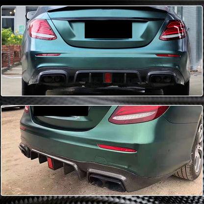Rear bumper diffuser with V2 nozzles (for AMG/AMG-Line 2016-2019, Carbon) for Mercedes E-class W213 2016-2023 - image 4